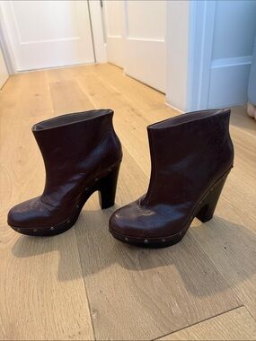 Women’s Dark Brown Studded Leather High-Heel Ankle Booties